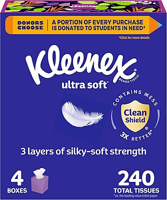 Kleenex Ultra Soft Facial Tissues, 3-Ply