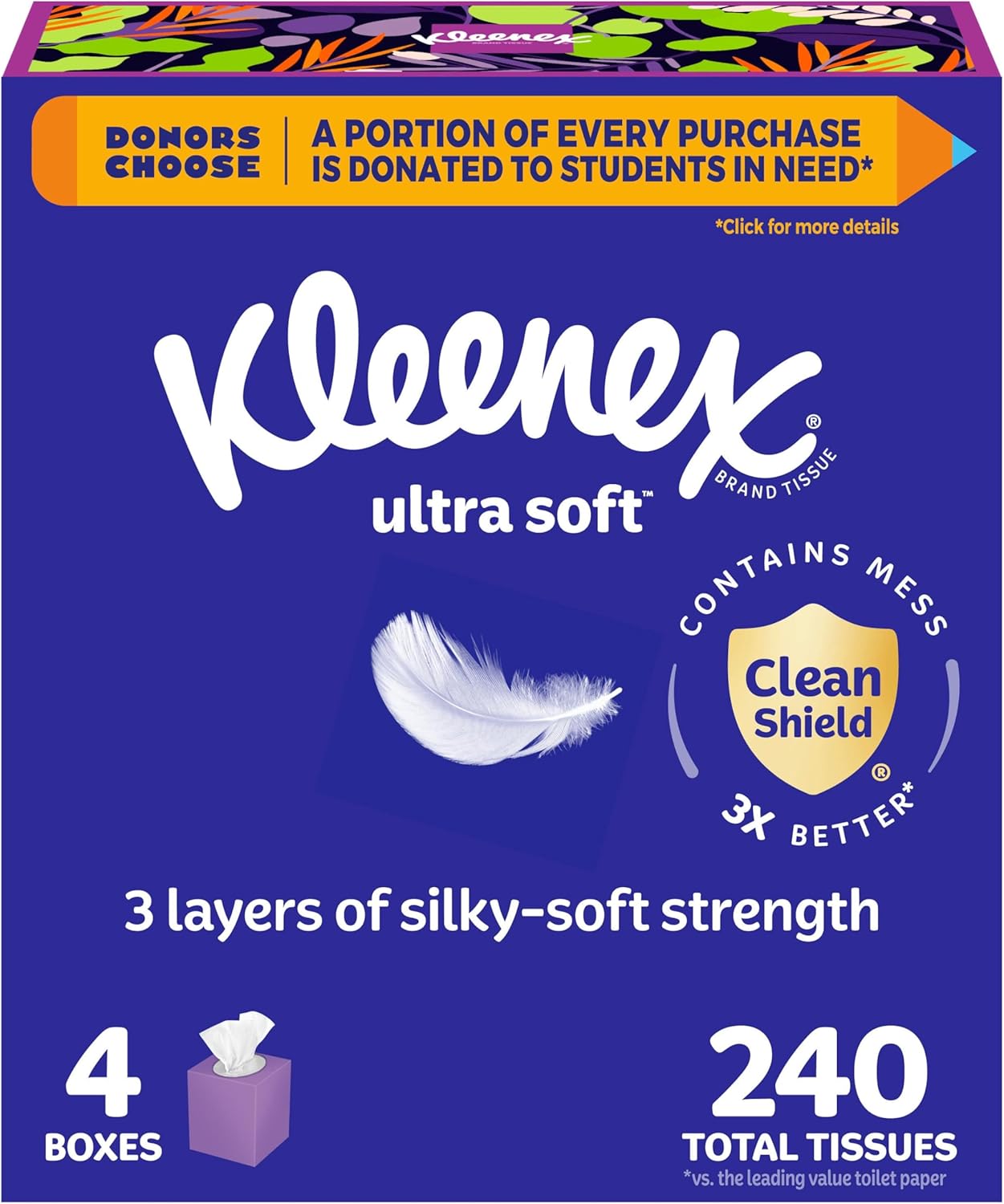 Kleenex Ultra Soft Facial Tissues, 3-Ply