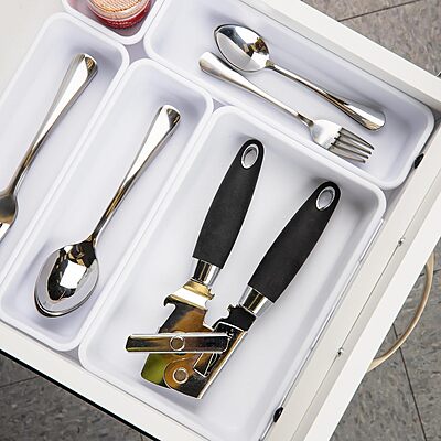 MIND READER Drawer Organizer Set, Multi-Piece Storage Trays for Kitchen, Bathroom, Office & More