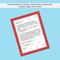 Barker Creek Red/White Dots Computer Paper, 8-1/2 x 11 Inches, 50 Sheets