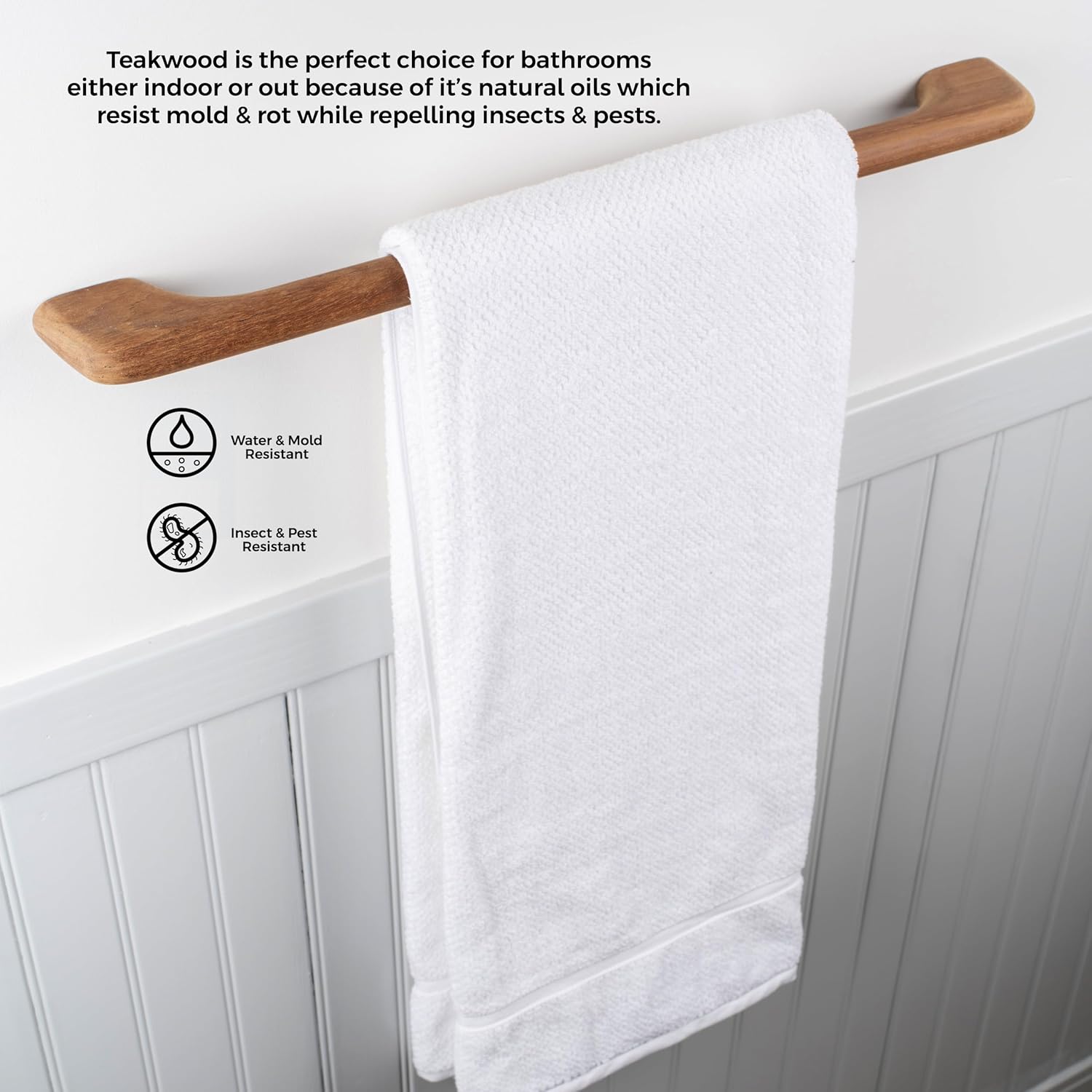 Whitecap 62332 Teak Long Towel-Bar, Beige