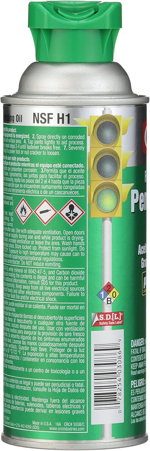 CRC Food Grade Penetrating Oil 03086 – 11 Wt. Oz., General Purpose Lubricant for Food Processing Equipment 1 Pack 11 Oz