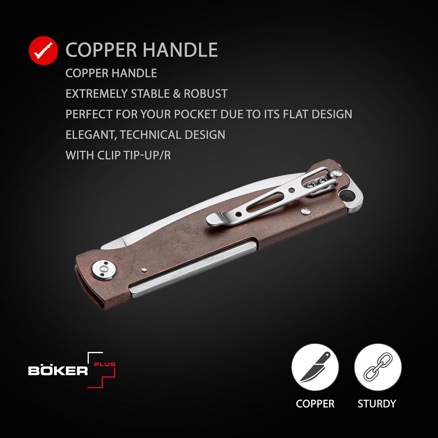 BÖKER PLUS® Atlas knife - small slipjoint folding pocket knife - metal handle - EDC full metal - Vintage Sandvik knife