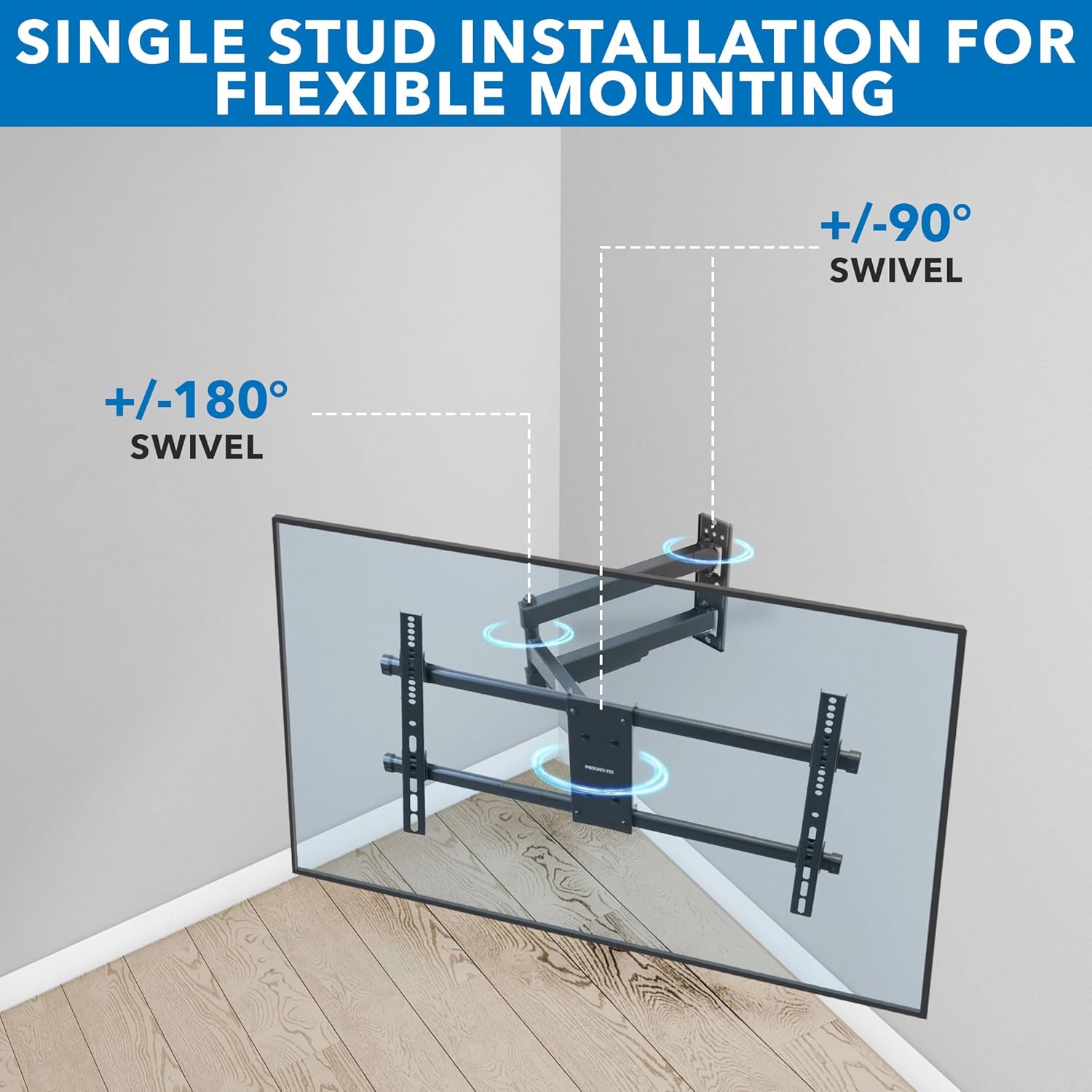 Mount-It! UL Certified Heavy Duty Full Motion TV Wall Mount for Most 37-80 Inch Flat Screen TVs