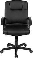 Flash Furniture Coffman Flash Fundamentals Mid-Back LeatherSoft Office and Gaming Chair, Ergonomic Office Chair with Padded LeatherSoft Seat and Arms, Black