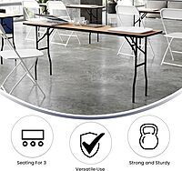 Flash Furniture Gael 6' Wood Folding Training and Event Table, Rectangular Folding Training Table with Smooth Clear Coated