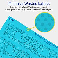 AVERY Printable Rectangle Labels, Sure Feed Technology, 1-1/2" x 7-1/2", Bright Blue, Print-to-the-Edge, Laser/Inkjet Printable