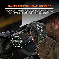 ERGODYNE ProFlex 7070 Cut Resistant Work Gloves, Sandy Nitrile Coated Palms, 13-Gauge Aramid
