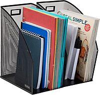 Mind Reader Vertical File Storage, Set of 2, Desktop Organizer, Workspace, Office, Metal Mesh, 6.25 L x 10 W x 12.5 H, Black
