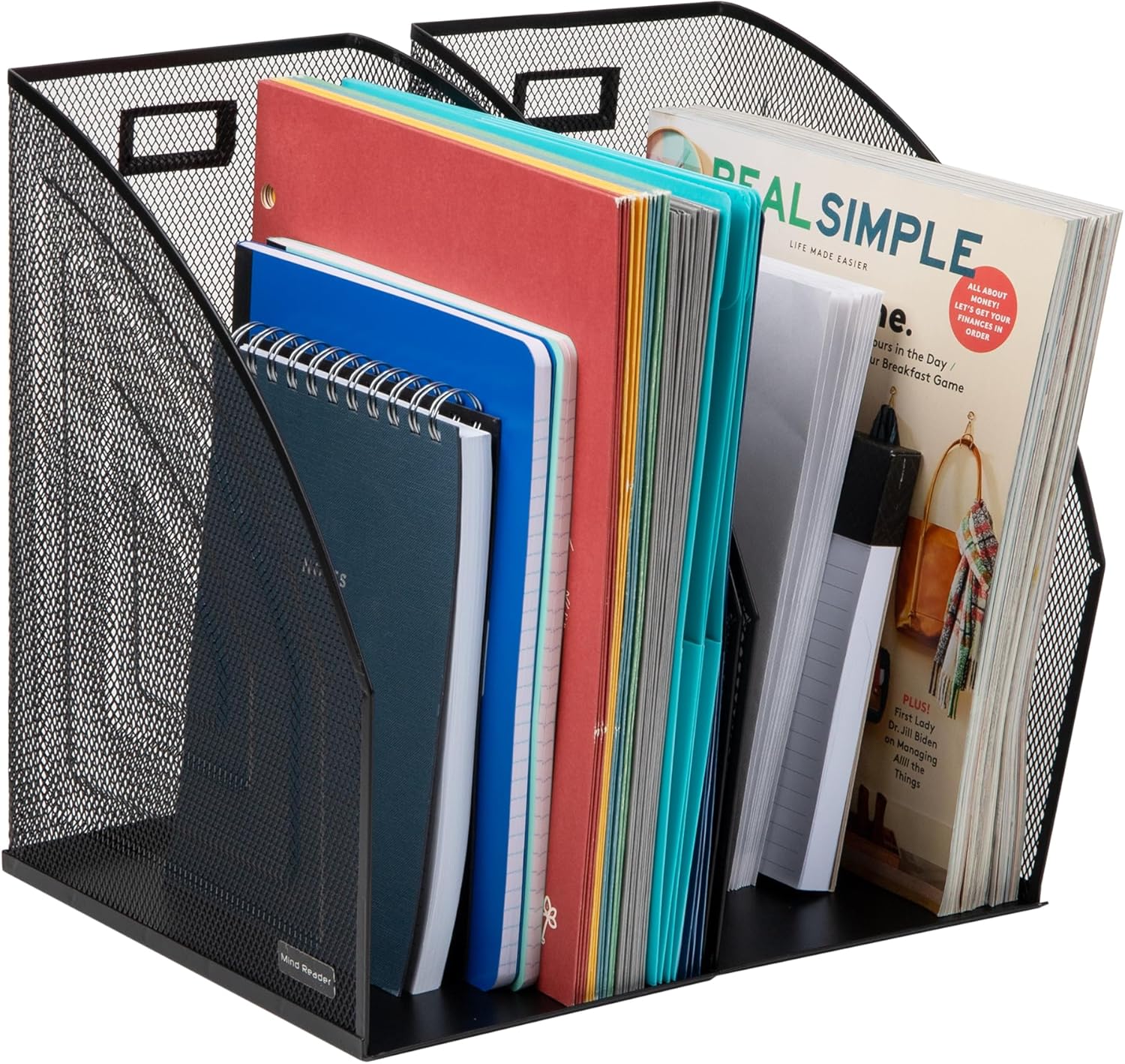 Mind Reader Vertical File Storage, Set of 2, Desktop Organizer, Workspace, Office, Metal Mesh, 6.25 L x 10 W x 12.5 H, Black