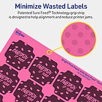 AVERY Printable Square Scalloped Labels, Sure Feed Technology, 1-5/8" x 1-5/8", Bright Pink, Print-to-Edge, Laser/Inkjet