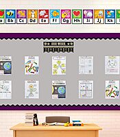 Carson Dellosa 27 pc Set of Quick Stick™ Self-Adhesive abc Bulletin Board Decorations, Alphabet Toddler Learning Posters, Letters With Sight Word Images for Sound Recognition, Classroom and Wall Decor
