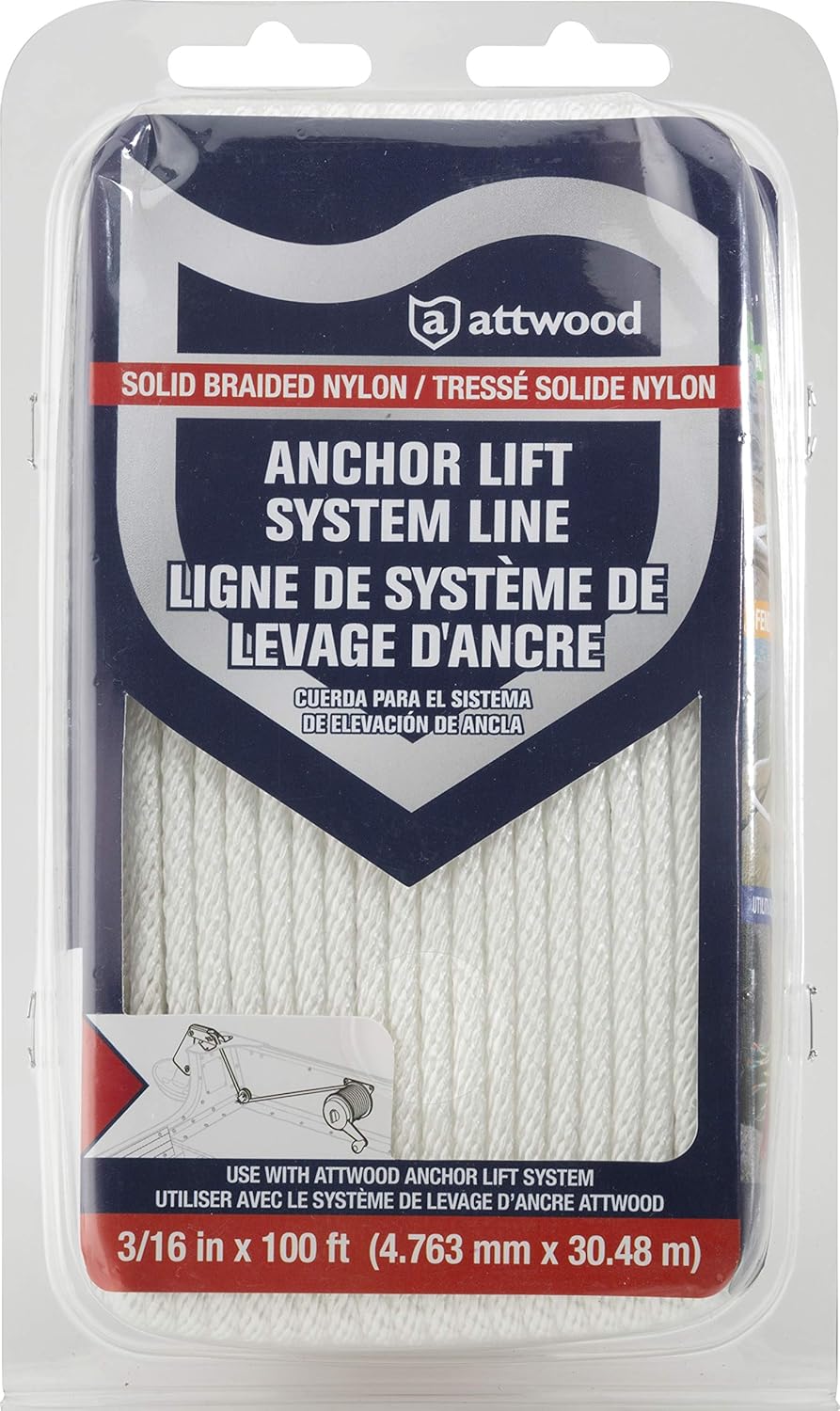 Attwood 117553-7 Premium Solid Braided Nylon Utility Rope - 3/16 Inch x 100 Feet - White