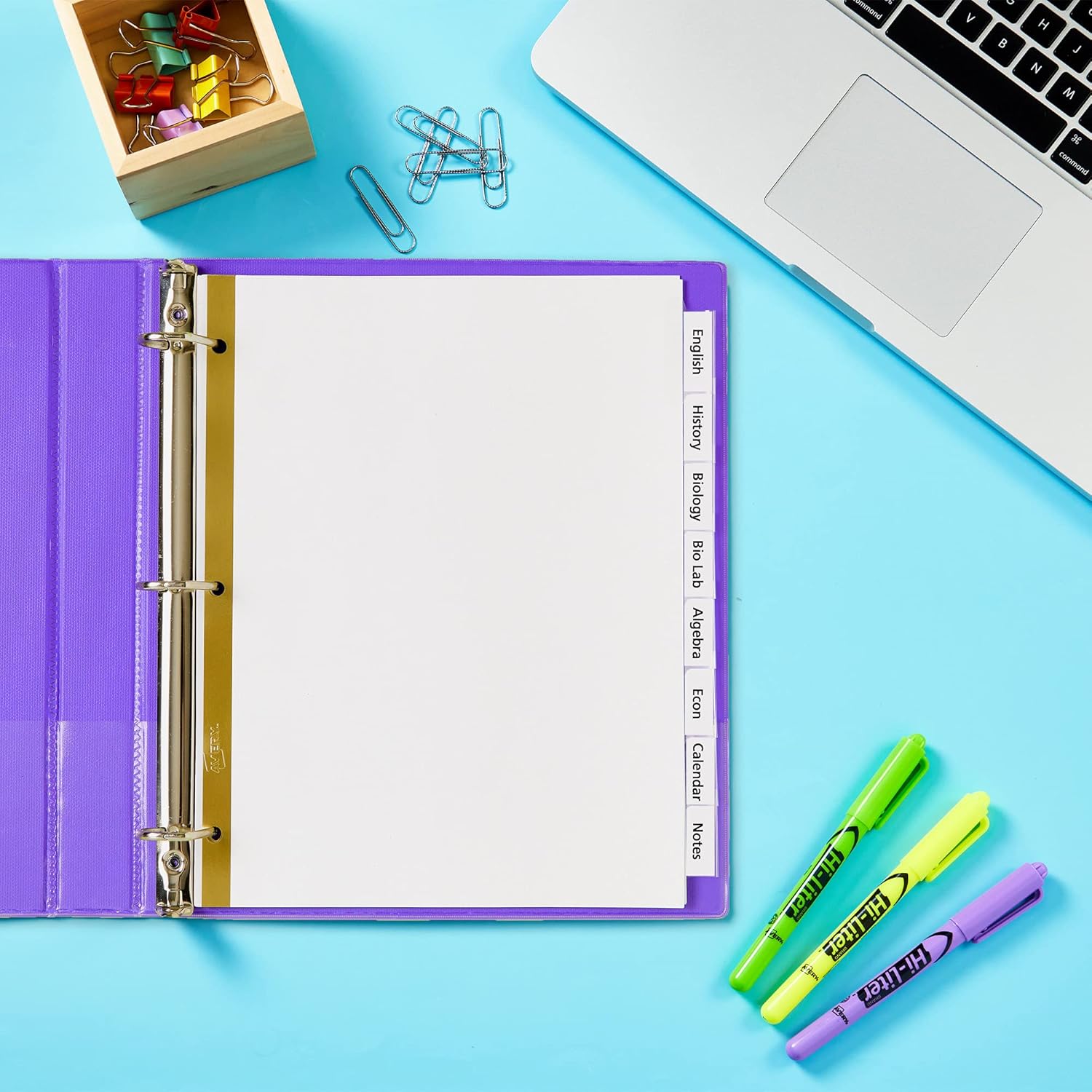Avery Big Tab Insertable Dividers for 3 Ring Binders, 8-Tab Set, White Paper, Clear Tabs