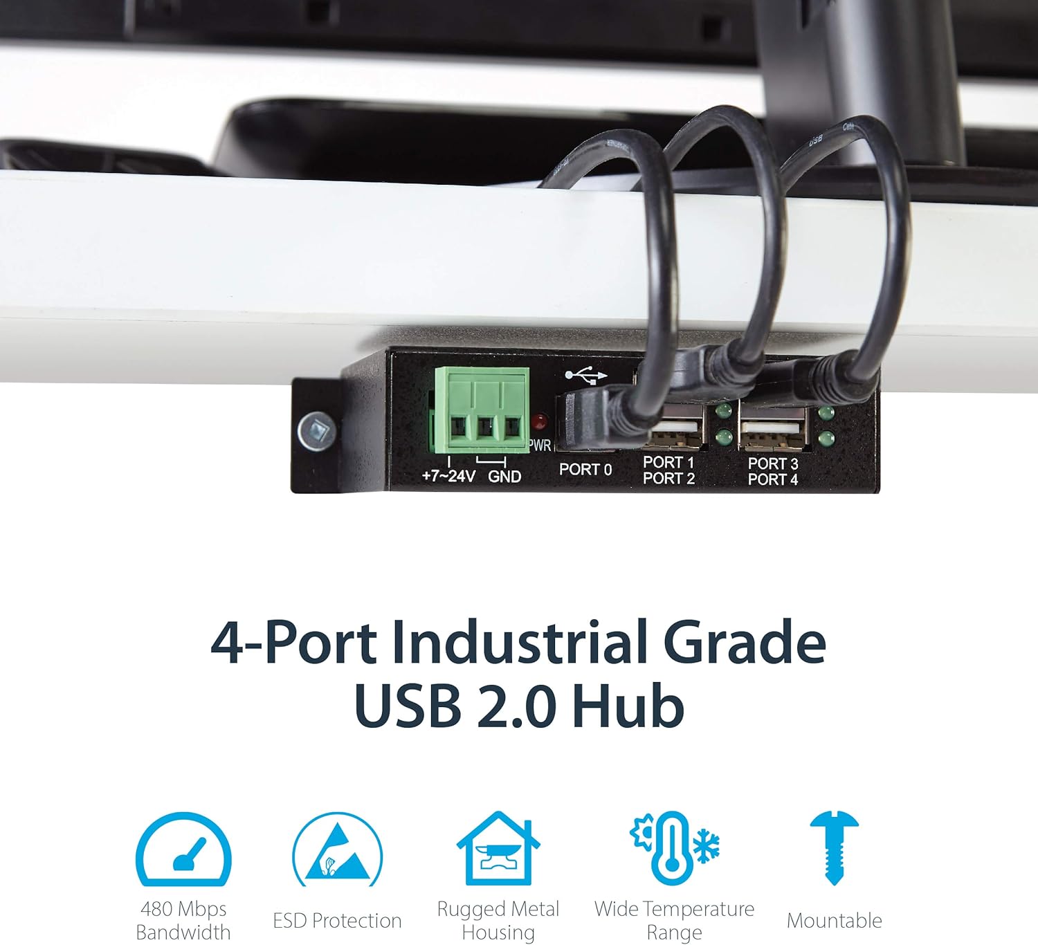 StarTech.com Mountable 4 Port Rugged Industrial USB Hub (ST4200USBM)