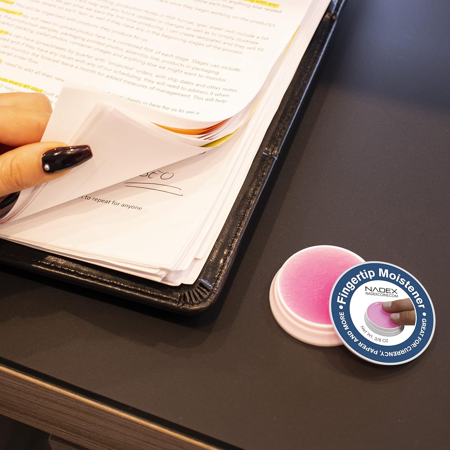 Nadex 3 Pack Fingertip Moistener Pads - Non-Slip Counting Cash Bills Separating Documents