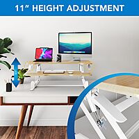 Mount-It! 38in Wide Height Adjustable Standing Desk Converter with Keyboard Tray