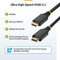 StarTech.com 50cm (1.6ft) Certified Ultra High Speed HDMI Cable, 8K 60Hz/4K 120Hz, HDMI 2.1 Cord with HDR10+ / eARC, 48Gbps