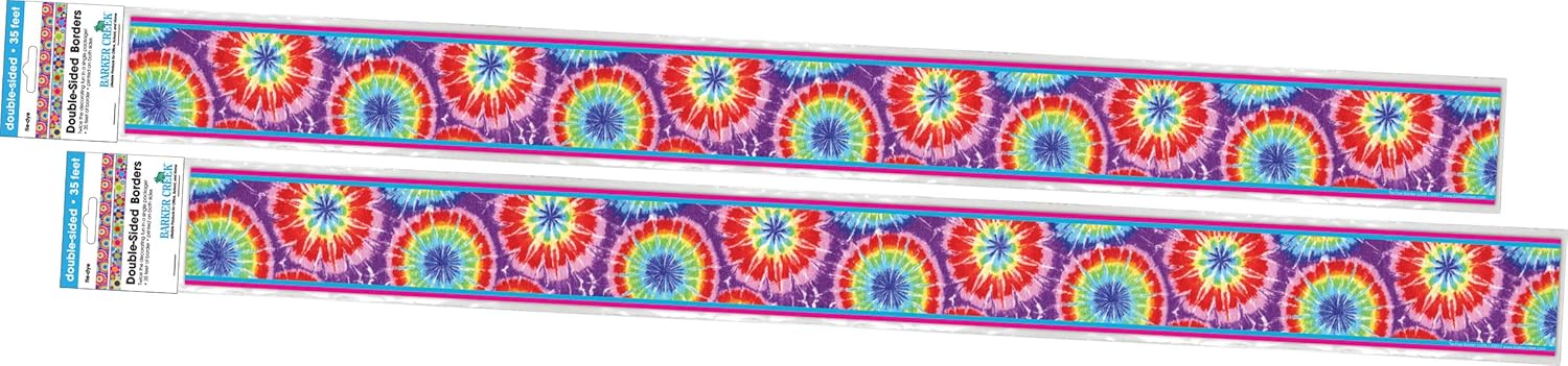 BARKER CREEK Double-Sided Border 2-Pack, Tie-Dye, Decorate Galore with 70' of Border