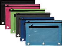 Office Depot Pencil Pouch With Mesh Window, 7" x 9 3/4", Assorted Colors
