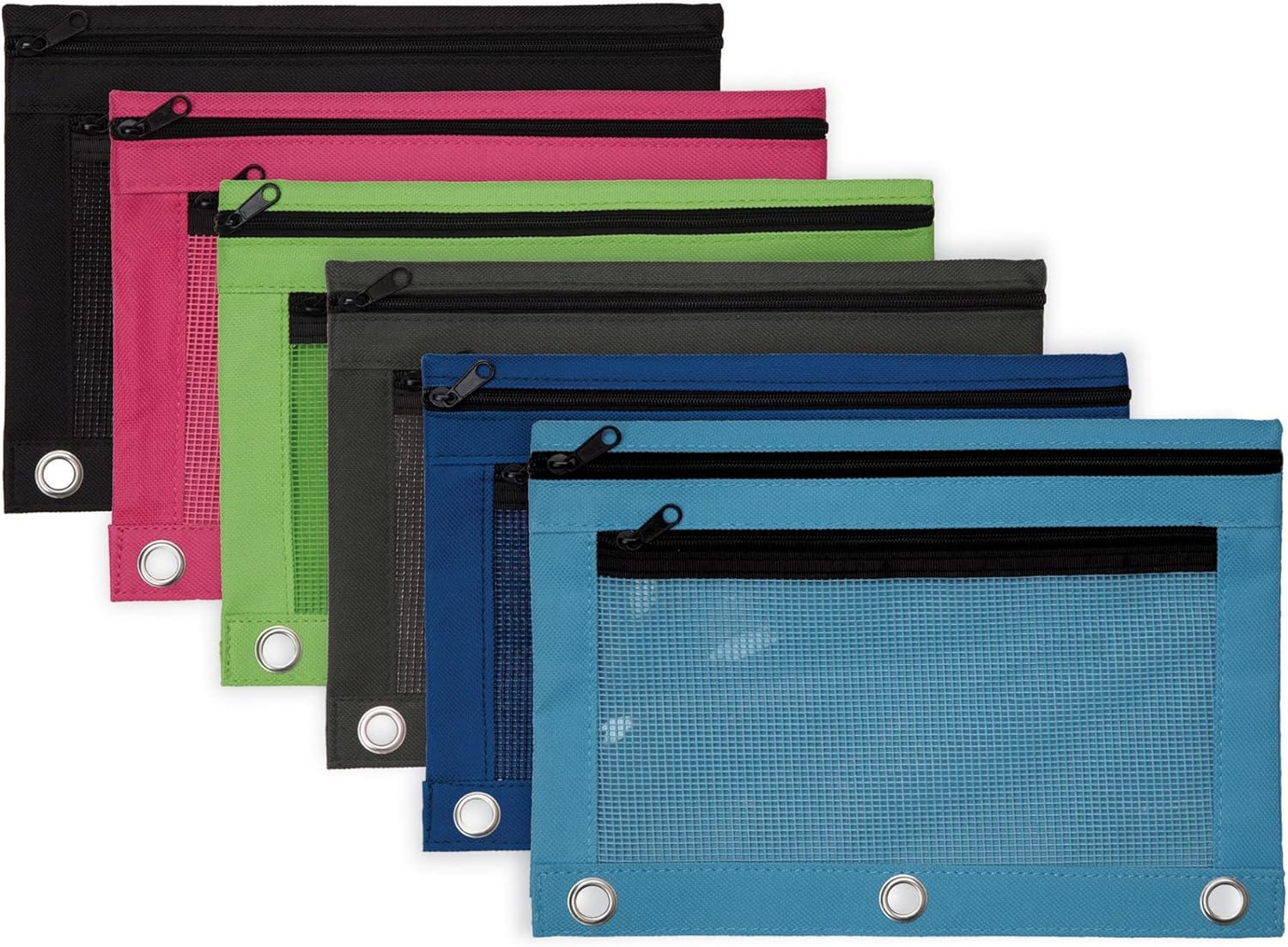 Office Depot Pencil Pouch With Mesh Window, 7" x 9 3/4", Assorted Colors
