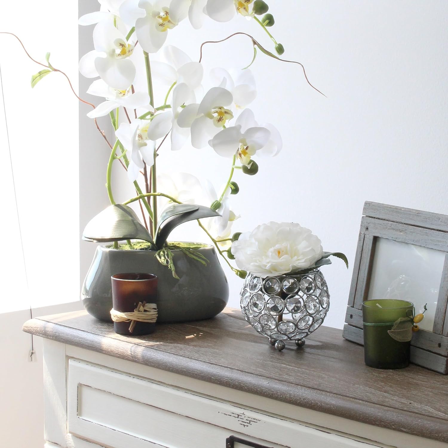 Elegant Designs Elipse Crystal Circular Bowl Candle Holder, Flower Vase, Wedding Centerpiece, Favor