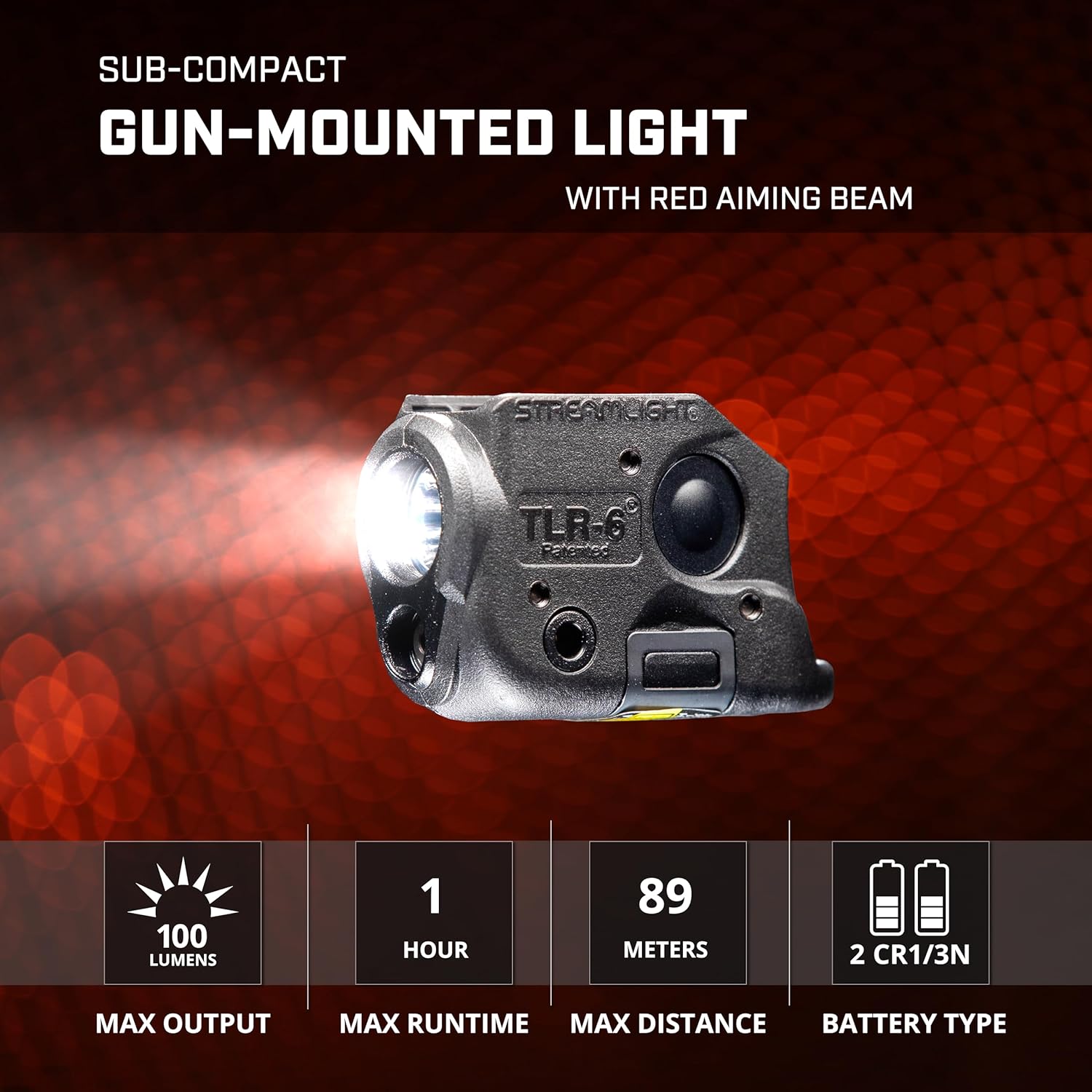 Streamlight 69288 TLR-6 100-Lumen Tactical Weapon Light with Integrated Red Aiming Laser Designed Exclusively and Solely