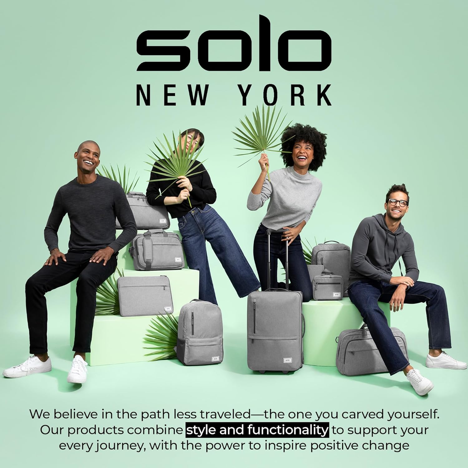 Solo New York 22 Inch Carry On Luggage - Softside Suitcases for Travel, Wheeled Rolling Bag, 2 Wheel Upright