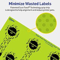AVERY Printable Lollipop Labels, Sure Feed Technology, 1-1/2" x 4", Bright Green, Print-to-the-Edge, Laser/Inkjet Printable