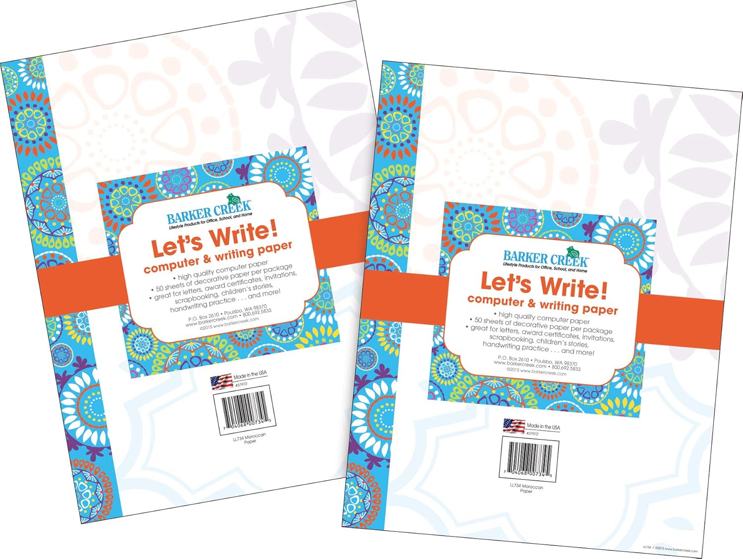 BARKER CREEK Designer Decorative Computer Paper, Letter 8.5 x 11, 100 Sheets