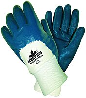 MCR Safety 9750 Predator Supported Nitrile Palm Coated Men's Gloves with Knitted Wrist, Smooth, Blue/White, Large, 1-Pair