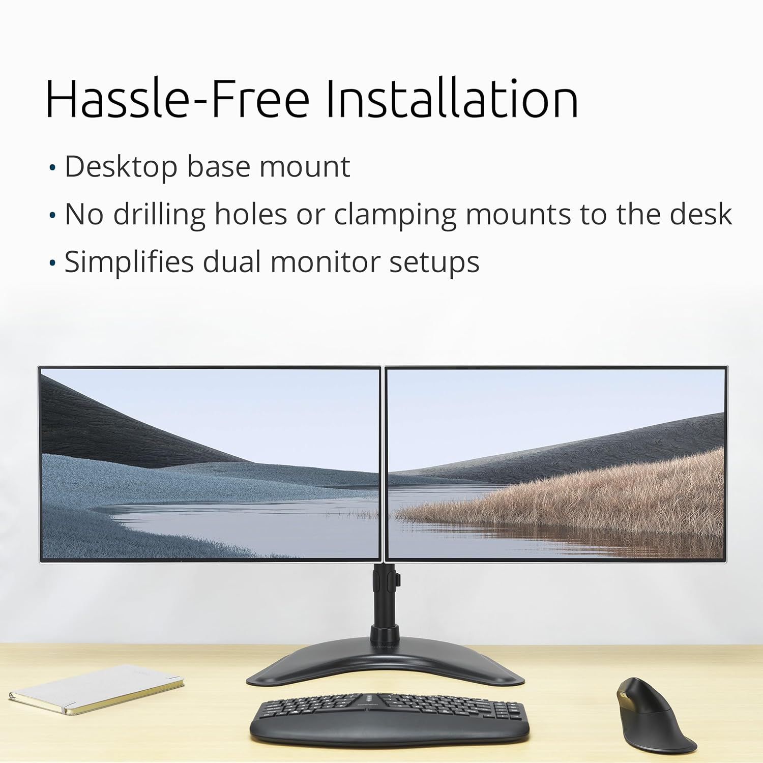 Kensington SmartFit Ergo Freestanding Dual Monitor Stand for 2 Screens Up To 27 Inch 22lbs, Quick-release Handle
