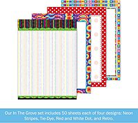 BARKER CREEK Designer Computer Paper Set, Letter Size 8.5 x 11, 200 Sheets (4 Designs)