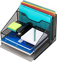 Mind Reader File Organizer, Set of 2, Desk Organizer, Storage, Paper Tray, Office, Metal Mesh, 12.5"L x 11.5"W x 9.5"H, Black