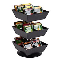 Mind Reader Tea Bag Carousel, 3-Tier 12-Compartment Countertop Organizer, 6.75" L x 6.75" W x 11.5" H, Black