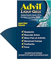 Advil Liqui-Gels Pain Reliever and Fever Reducer, Pain Medicine for Adults with Ibuprofen 200mg for Headache, Backache
