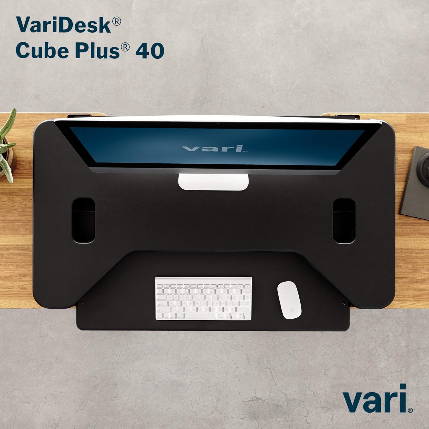 Vari VariDesk Cube Plus 40 - Two-Tier Cubicle Standing Desk Converter for Dual Monitors