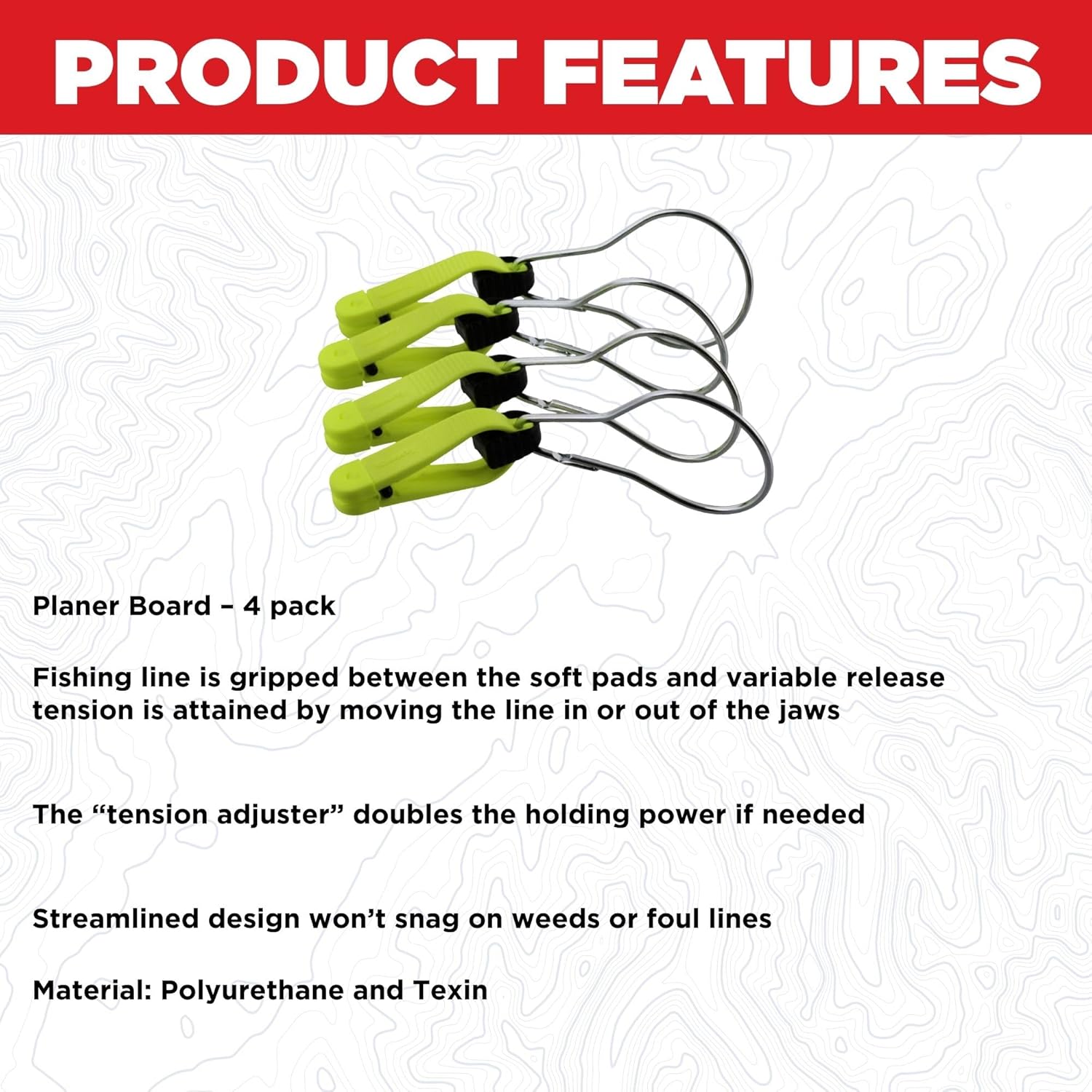 Scotty 1182 Mini Power Grip Plus Release, Planer Board (4-Pack) One Size