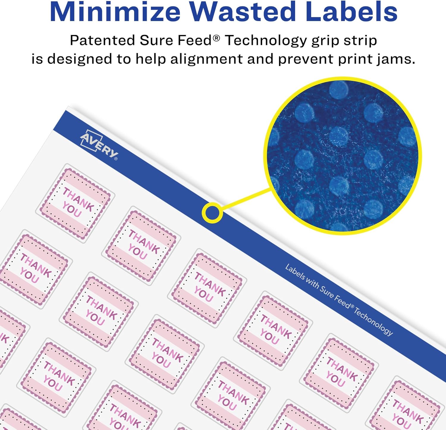Avery Matte White Removable Square Labels, Sure Feed Technology, Print-to-The-Edge, 3/4" x 3/4"