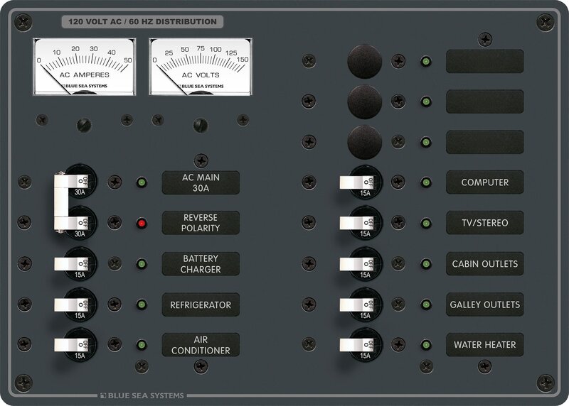 Blue Sea 8076 AC Main +11 Positions Toggle Circuit Breaker Panel - White Switches