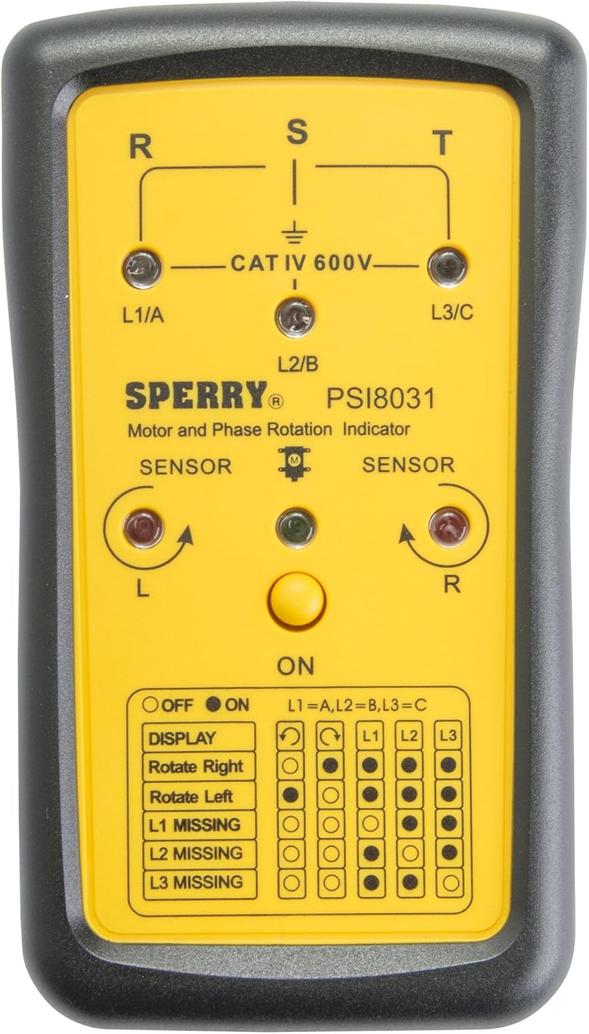 Sperry Instruments PSI8031 Phase Sequence Indicator, Black & Yellow