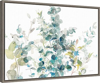 Amanti Art Framed Canvas Wall Art 16x23 Eucalyptus I White Crop by Danhui Nai, Framed Wall Art Canvas, Flowers Artwork, Rustic Farmhouse Decor, Medium Poster Painting for Living Room, Bedroom Grey