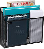 Mind Reader Vertical File Storage, Desktop Organizer, Workspace, Office, Metal Mesh, 12.5" L x 3.75" W x 11.5" H, Black Single