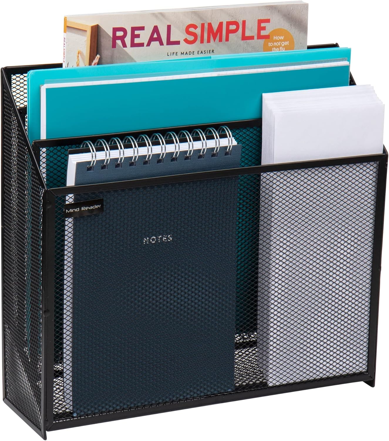 Mind Reader Vertical File Storage, Desktop Organizer, Workspace, Office, Metal Mesh, 12.5" L x 3.75" W x 11.5" H