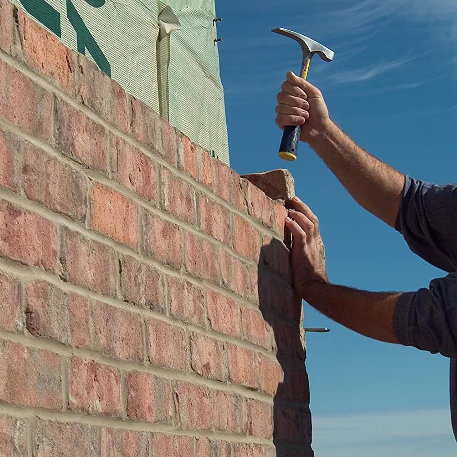 ESTWING Bricklayer's/Mason's Hammer - 16 oz Masonary Tool with Forged Steel Construction & Shock Reduction Grip