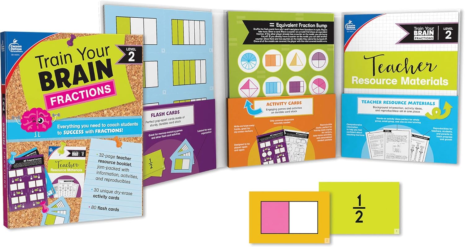 Carson-Dellosa Train Your Brain: Fractions Level 2 Classroom Kit, Grades 3-5, 111 pcs
