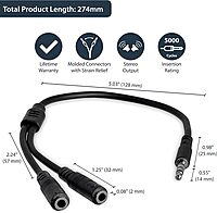 StarTech.com 3.5mm Headset Splitter Adapter (Combo to Separate Mic & Headphone)