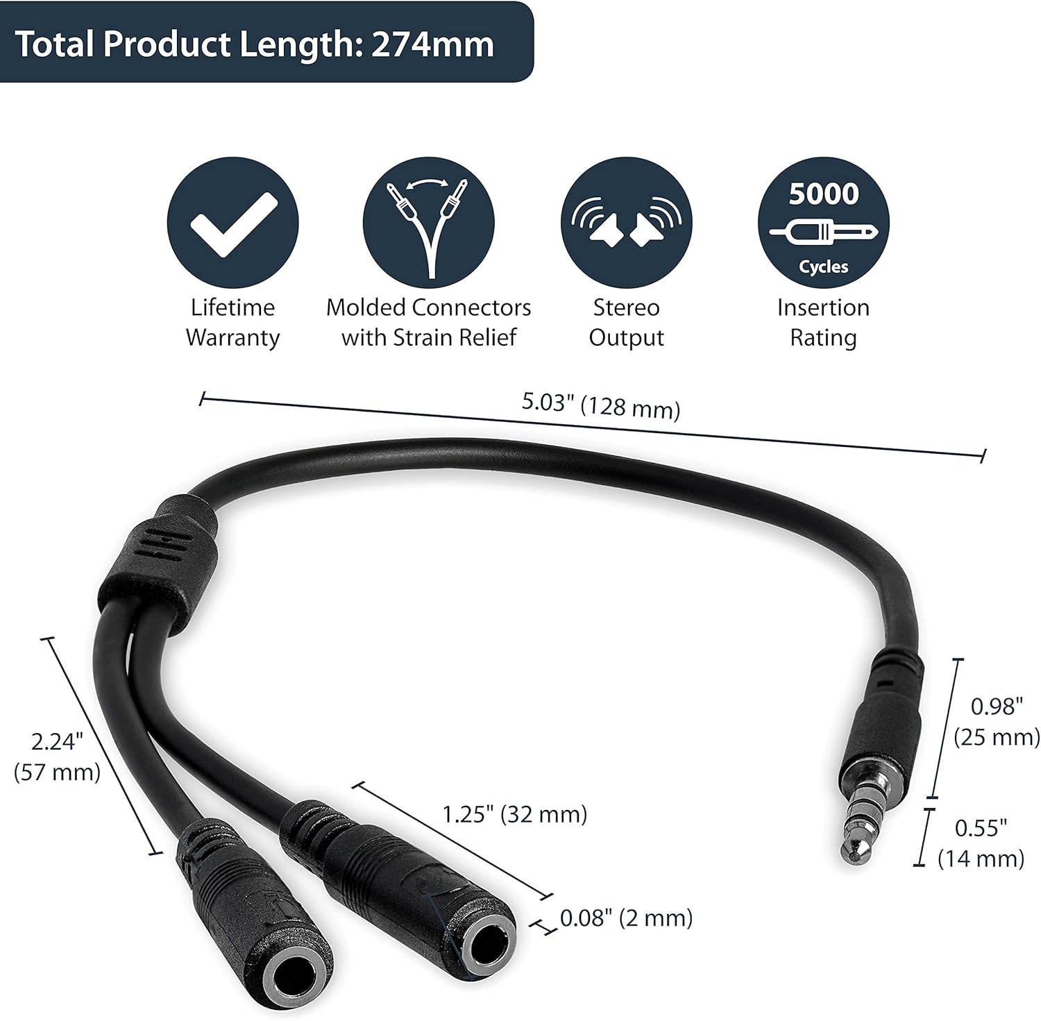 StarTech.com 3.5mm Headset Splitter Adapter (Combo to Separate Mic & Headphone)