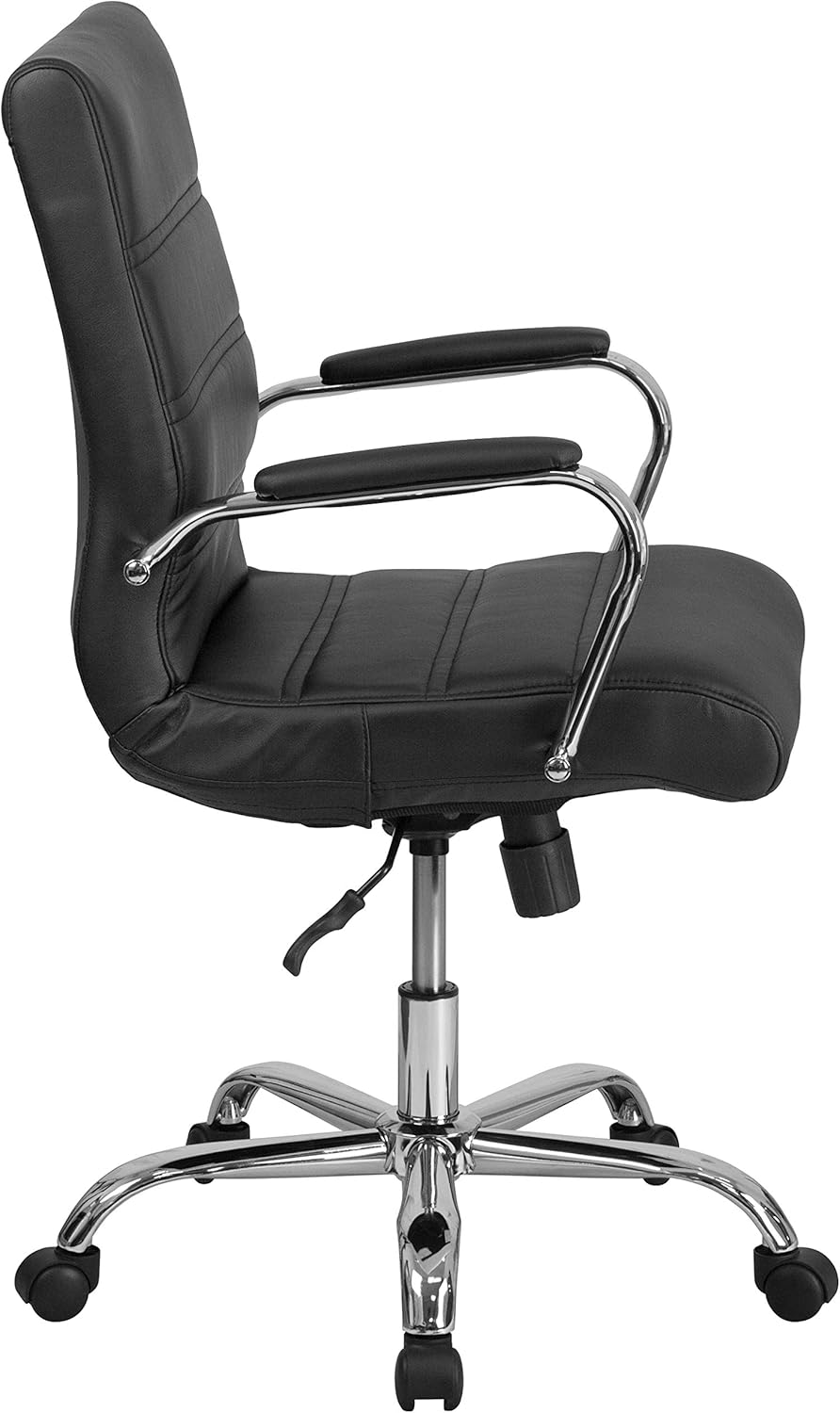 Flash Furniture Whitney Mid-Back Swivel LeatherSoft Desk Chair with Padded Seat and Armrests