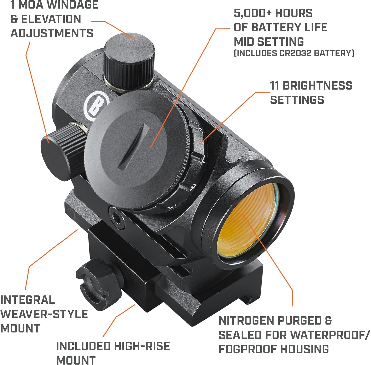 Bushnell Optics TRS-25 Hirise 1x25mm Red Dot Riflescope with Riser Block, Matte Black